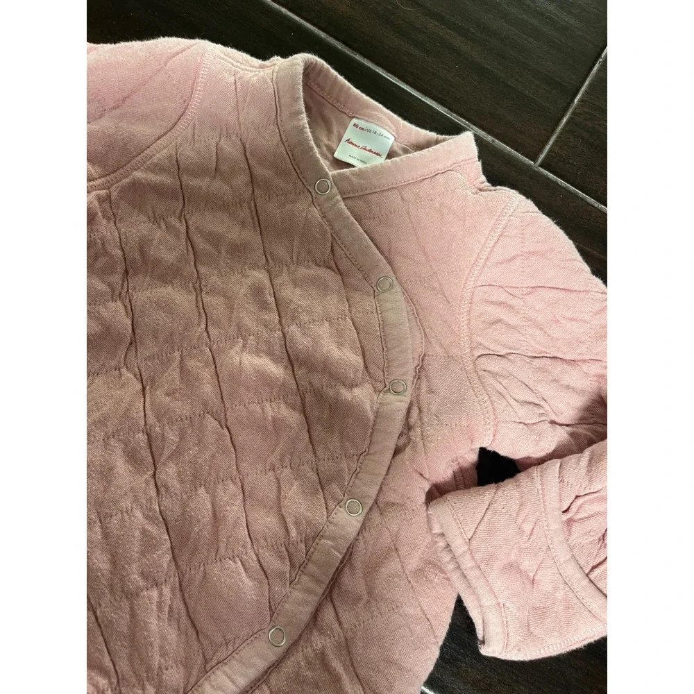 Hanna Andersson Pink Quilted Footed Sleeper Baby Girls 18-24 Months 80cm Snaps